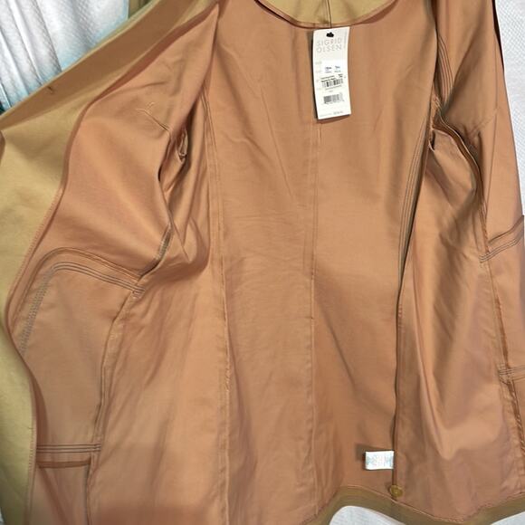 Sigrid olsen 10 3/4 length shaped jacket lined tan jacket grey stitching nwt - Picture 6 of 12
